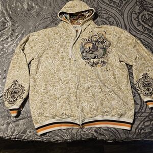 Ecko Unlimited Beige Paisley Bomber Jacket